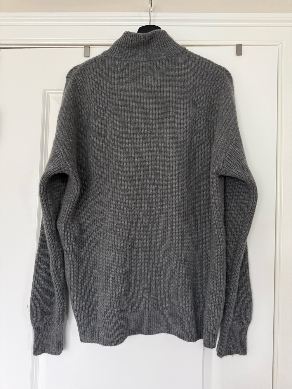 Reformation Light Gray Zip-Up Ribbed Wool Cardigan - Picture 4 of 7